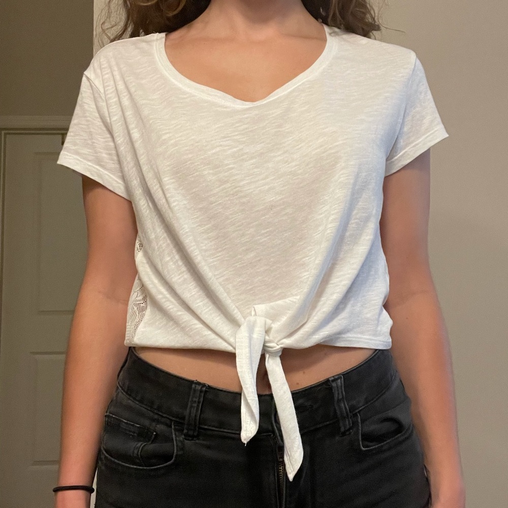 White lace crop top